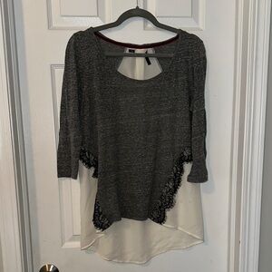 Maurices Gray Asymmetrical Blouse with Cut Out